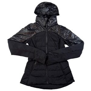 lululemon athletica Black Quilted Hooded Puffer Jacket